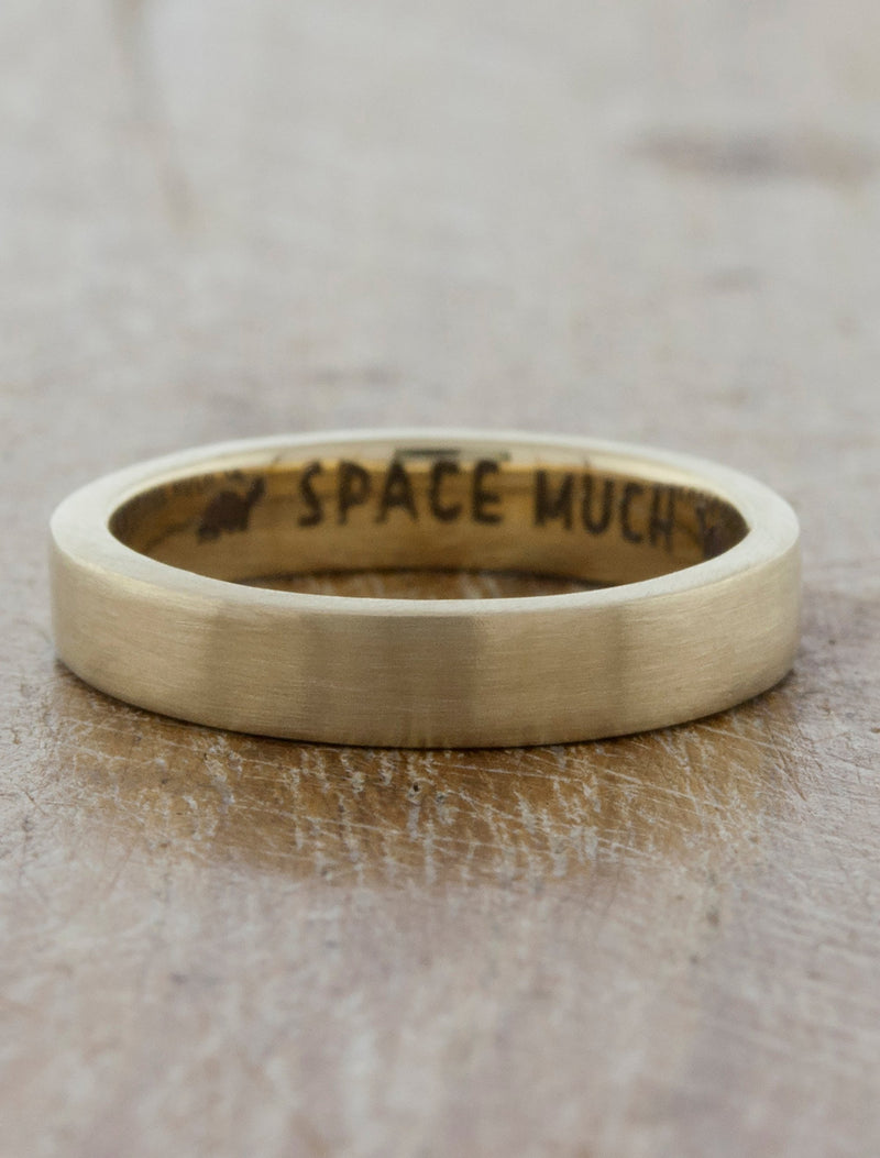 caption:Shown in 14k yellow gold, satin finish