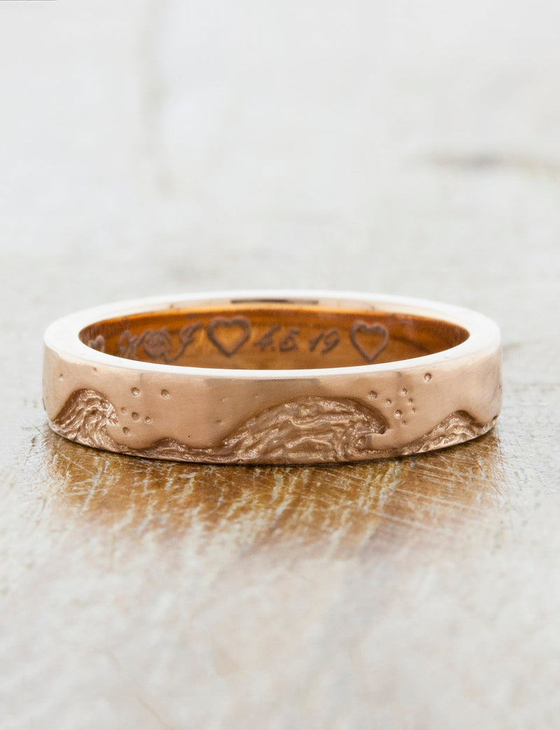 caption:Shown in 14k rose gold with custom interior engraving