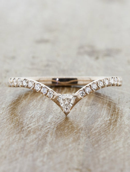 Shanel + Kia Stacked Wedding Ring Set - Ken & Dana Design Natural Diamond / 1.70ct Pear G SI1+ / 14K White Gold (Recycled)