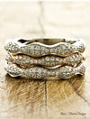 caption:Stacked platinum, 14k rose gold, & platinum