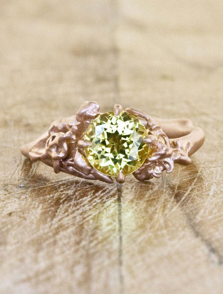 1 carat yellow sapphire ring with rose gold