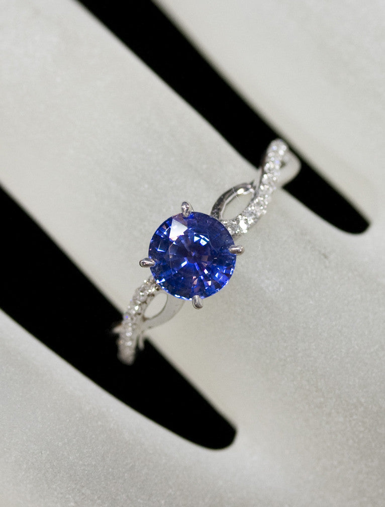  Twist band sapphire engagement ring