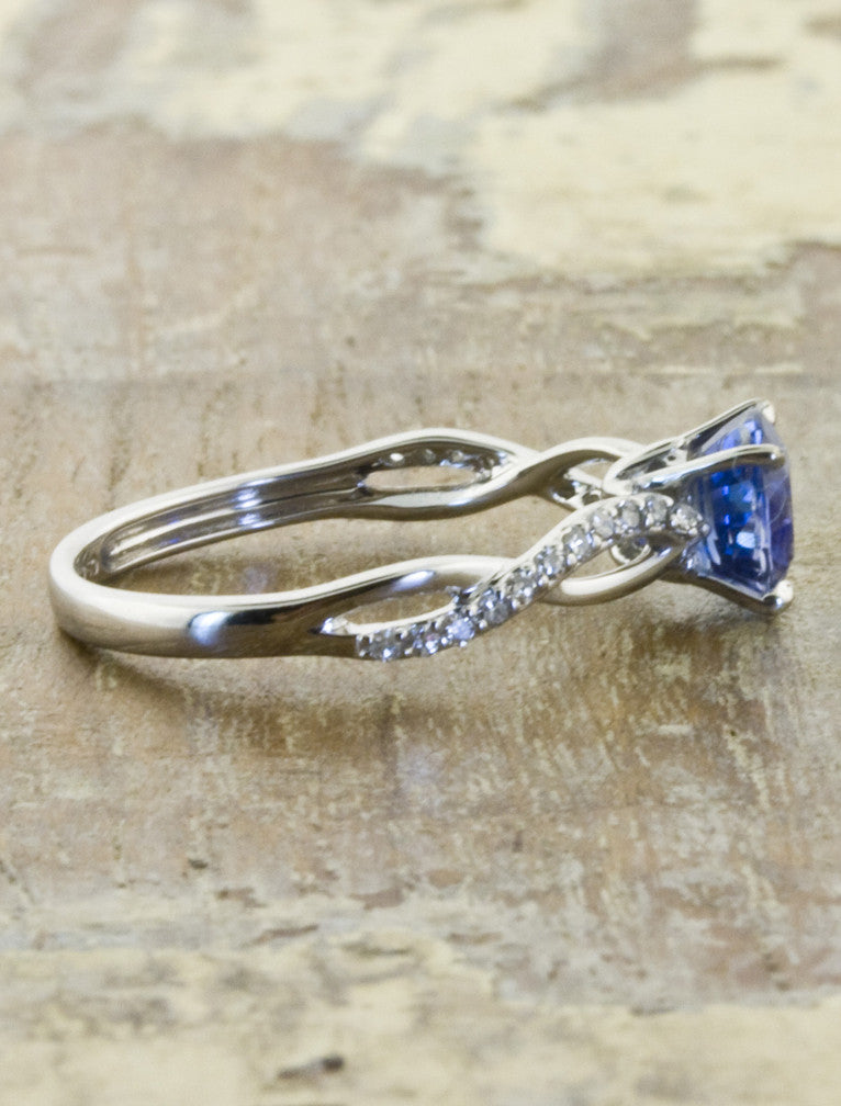  Twist band sapphire engagement ring