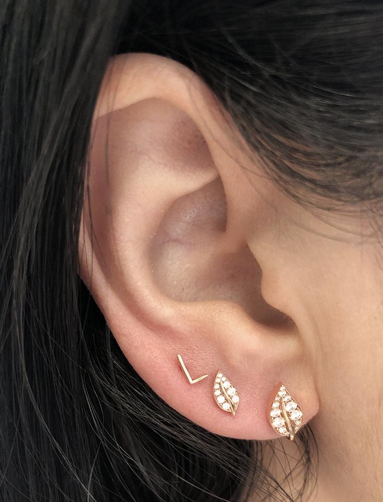 Personalized Letter Earrings. caption:Shown with Tarellis earrings