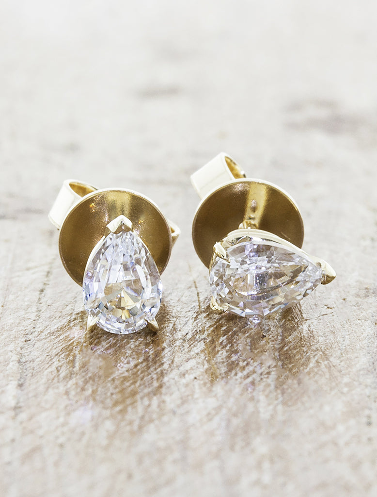 Drops: Pear Shaped Diamond Stud Earrings