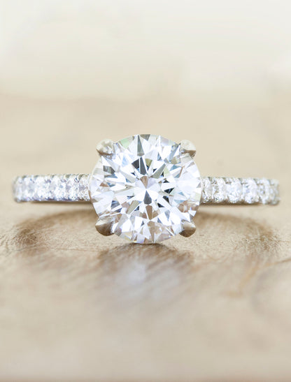 Sarisa: Classic Round Cut Pavé Solitaire Engagement Ring Ken