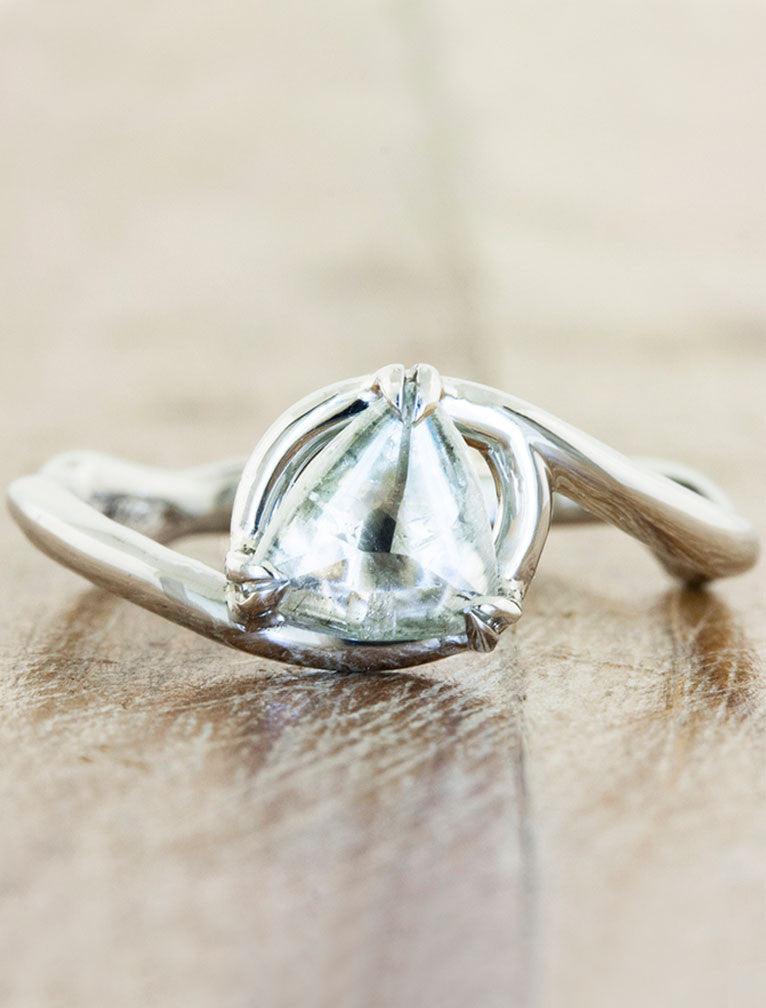 caption:Shown with 0.75ct maccle diamond in 14k white gold