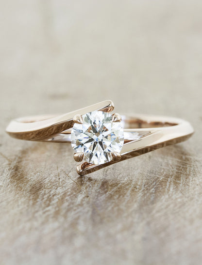 Unique modern engagement ring;caption:0.70ct. Round Diamond 14k Rose Gold