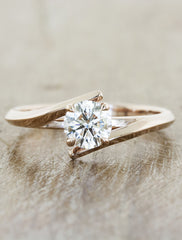 Unique modern engagement ring;caption:0.70ct. Round Diamond 14k Rose Gold