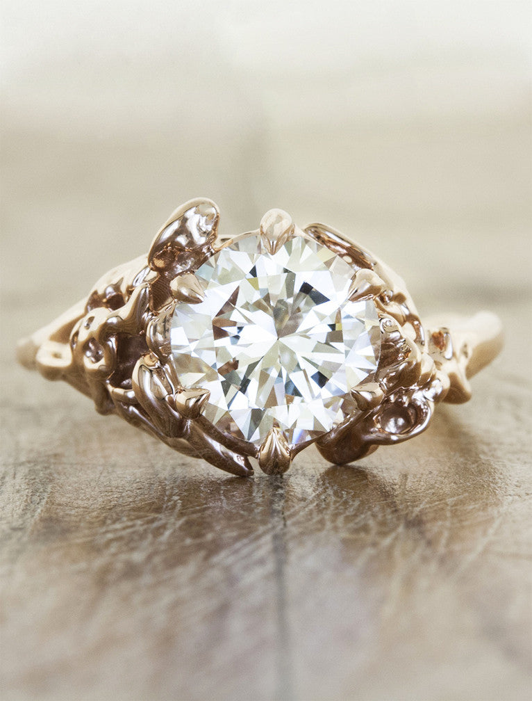 caption:Shown with 2.00ct round diamond in 14k rose gold
