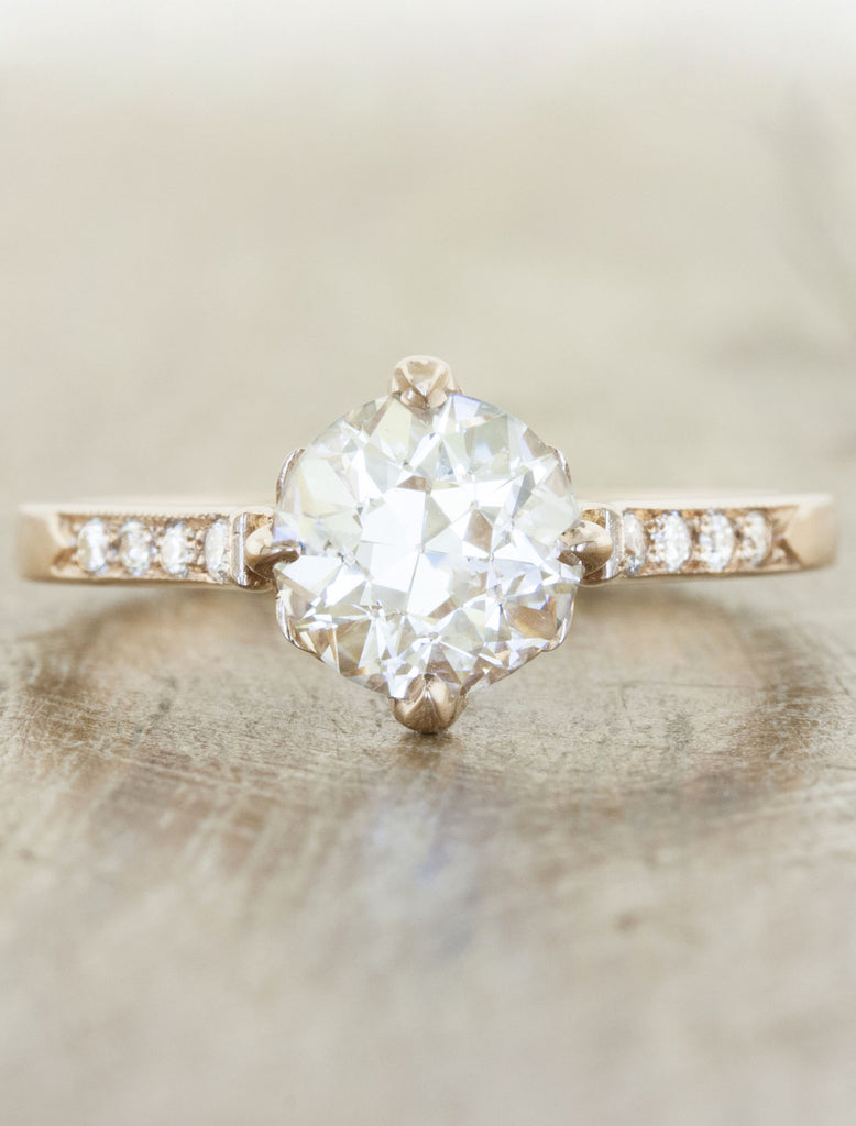 Vintage inspired collection caption:1.00ct. Round Diamond 14k Rose Gold