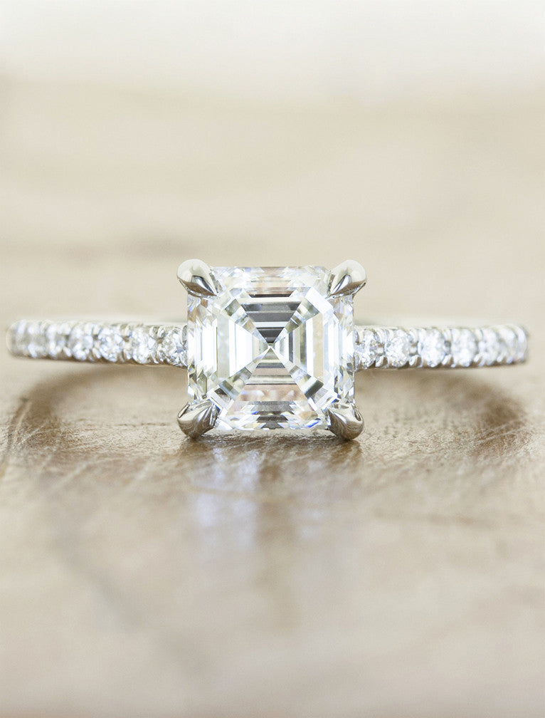 caption:Shown with 1ct asscher cut diamond in platinum