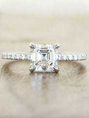 Unique engagement ring hidden halo;caption:1.00ct. Asscher Cut Diamond Platinum
