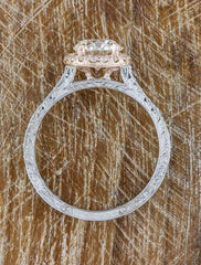Mixed metal halo engagement ring