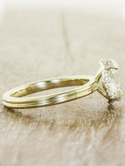 sleek modern gold band diamond engagement ring