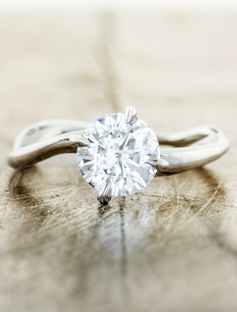 Unique engagement ring - Aurora caption:1.00ct. Round Diamond 14k White Gold