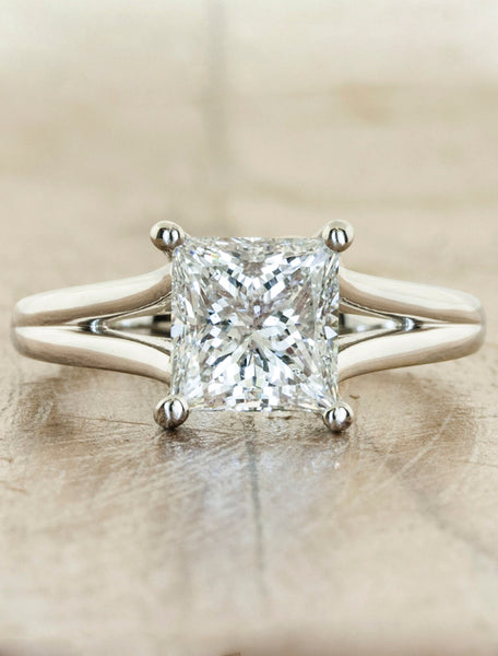Floral Design Princess Cut Diamond Engagement Ring – Al Fouad Jewellery