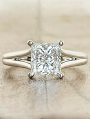 Split Band Princess Cut Diamond Ring. caption:Shown with 2ct diamond option