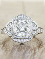 Edwardian style Diamond Ring caption:Shown with 3ct diamond option. Platinum