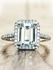 halo emerald cut aquamarine engagement ring