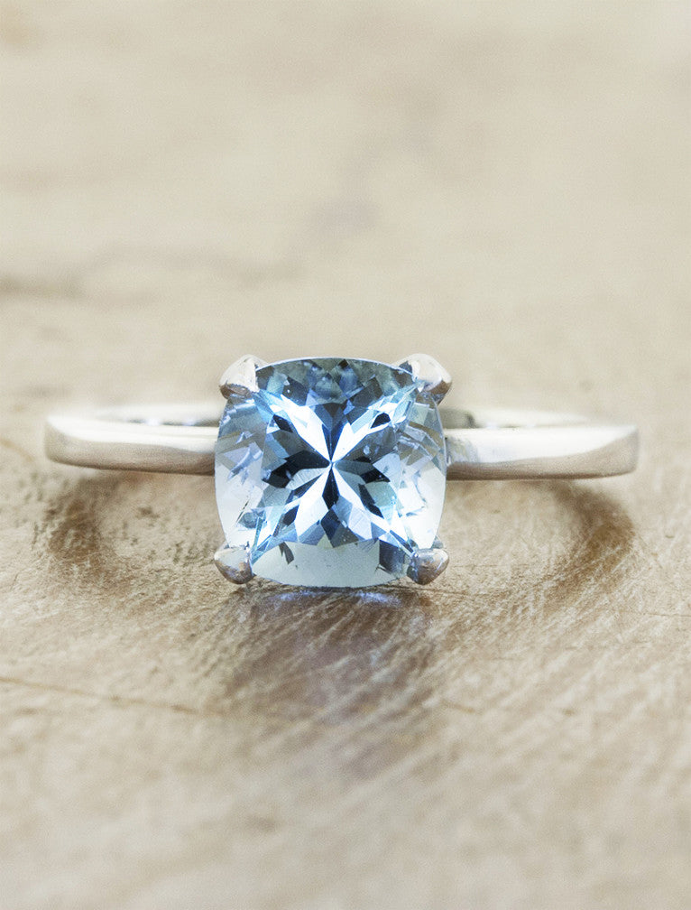 Winifred: Cushion Cut Aquamarine Gold Ring 