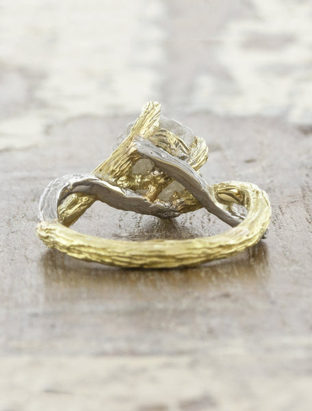 Sculptural Mixed-Metal Diamond Engagement Ring