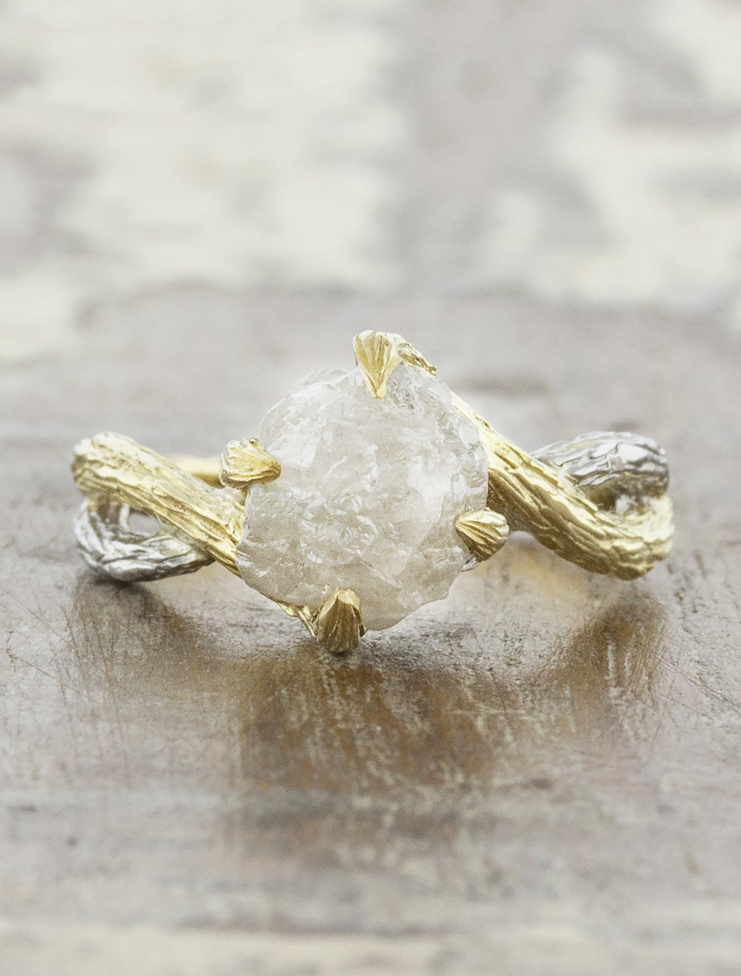 Diemis: Sculptural Mixed-Metal Diamond Engagement Ring Ken