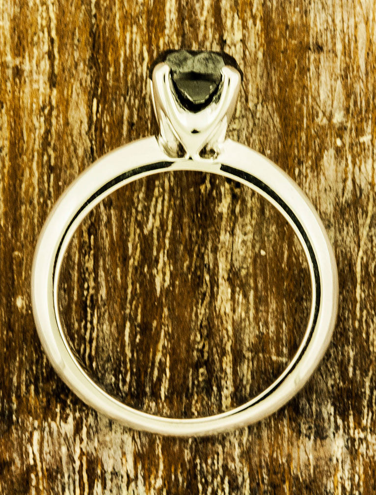 Black Diamond Solitaire Engagement Ring