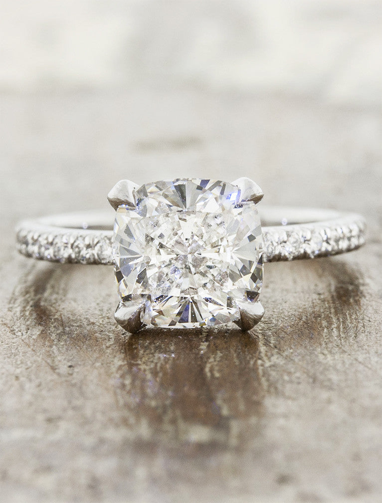 caption:Shown with 2ct cushion cut diamond in platinum