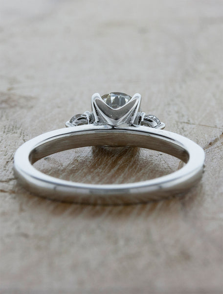 Three Stone Round Cut Diamond Ring with Intricate Basket