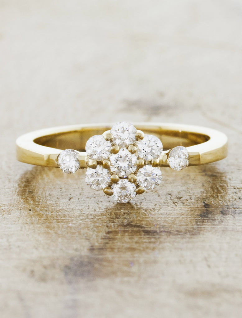 Pear Cut Aquamarine and Diamond Cluster Ring | Olivia Ewing