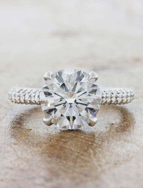 2 ct diamond solitaire in triple pave band. caption:Shown with a 2ct diamond 