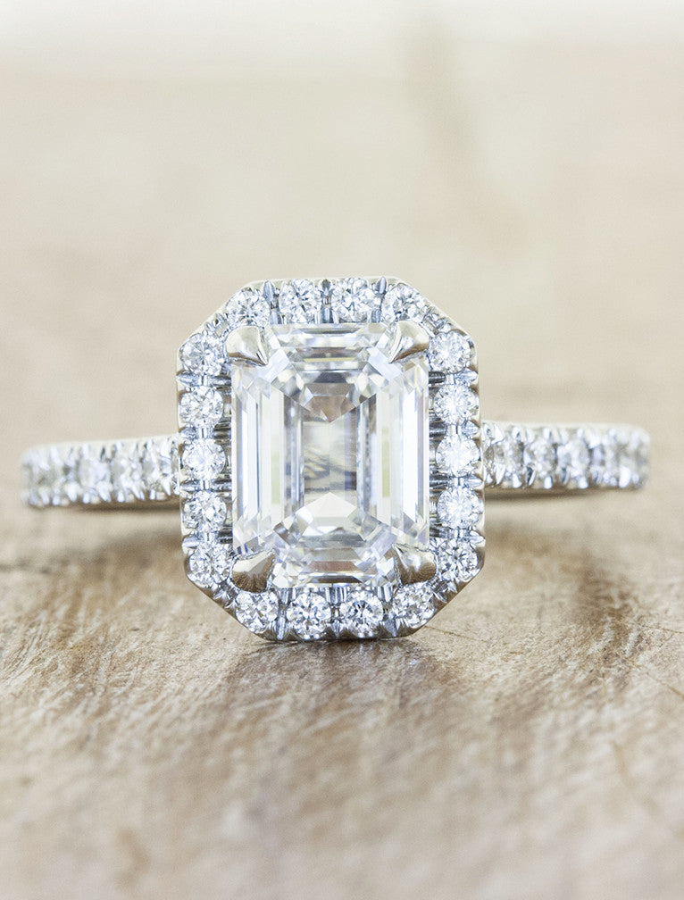 Vallie: Emerald Cut Diamond, Cathedral Halo Setting Ring | Ken & Dana ...