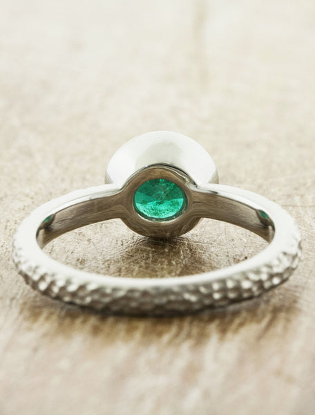 textured band emerald engagement ring