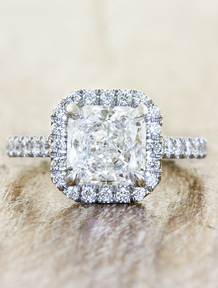 caption:Shown with 2ct radiant cut diamond in platinum