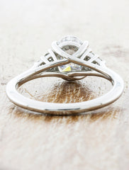 Oval-Stone Diamond Ring with Diamond Accents - Recycled Platinum Band