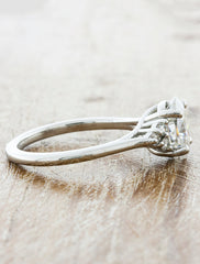 Oval-Stone Diamond Ring with Diamond Accents - Vintage Inspired Basket