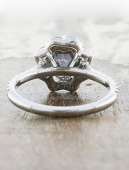 Star shaped rough grey diamond engagement ring