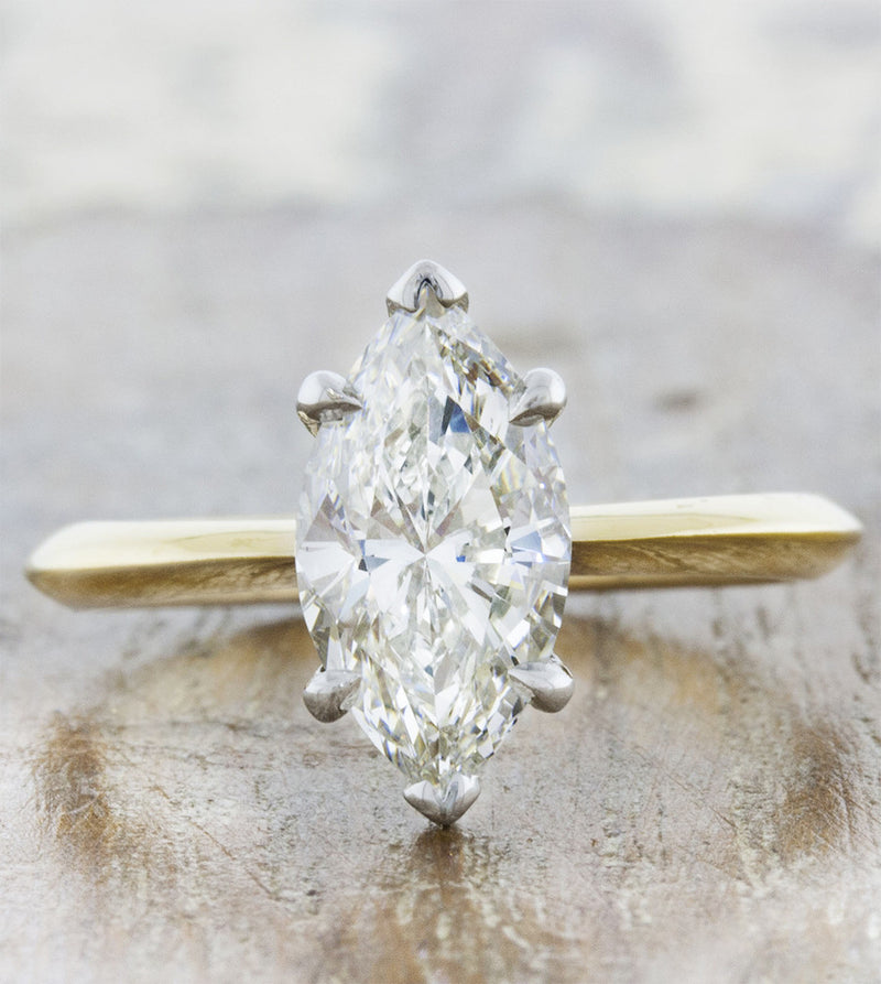 caption:Customized with marquise diamond & tapered band in mixed metal setting 