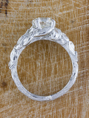 Diamond Leaf-Band Engagement Ring