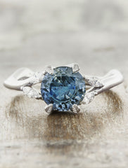 Adamaris: Blue Montana Sapphire in Leaf Split Shank Band | Ken & Dana