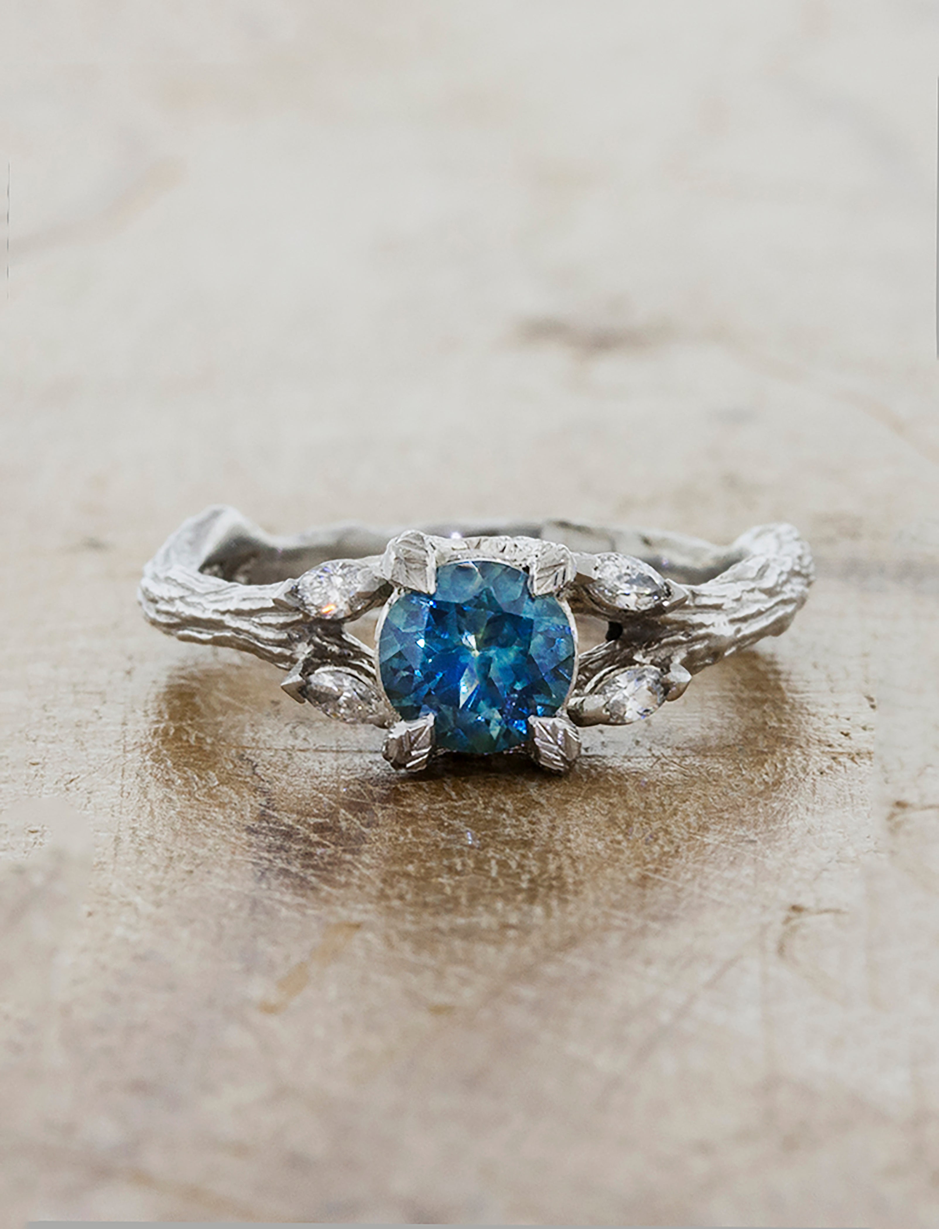 Janelle: 0.76ct Montana Sapphire, Leaf & Branch Ring | Ken & Dana Design