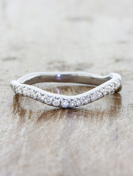 Nature Inspired Wedding Band. caption:Shown with diamonds