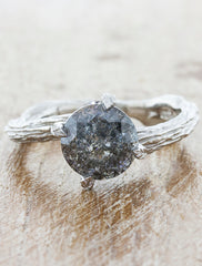 Nature inspired solitaire engagement ring caption:1.90ct. Round Fancy Grey Diamond Platinum