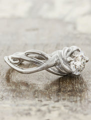 sculptural band, diamond engagement ring