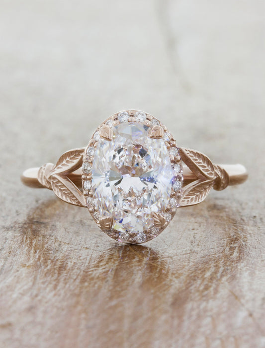 caption:Shown with 1.7ct oval diamond in 14k rose gold