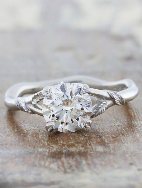 Nature inspired engagement ring - Pembroke caption:1.25ct. Round Diamond Platinum