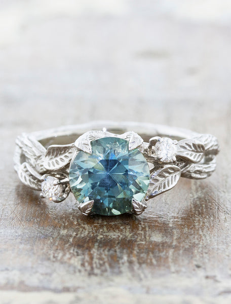 Lorelei Three Stone: Nature inspired three stone sapphire