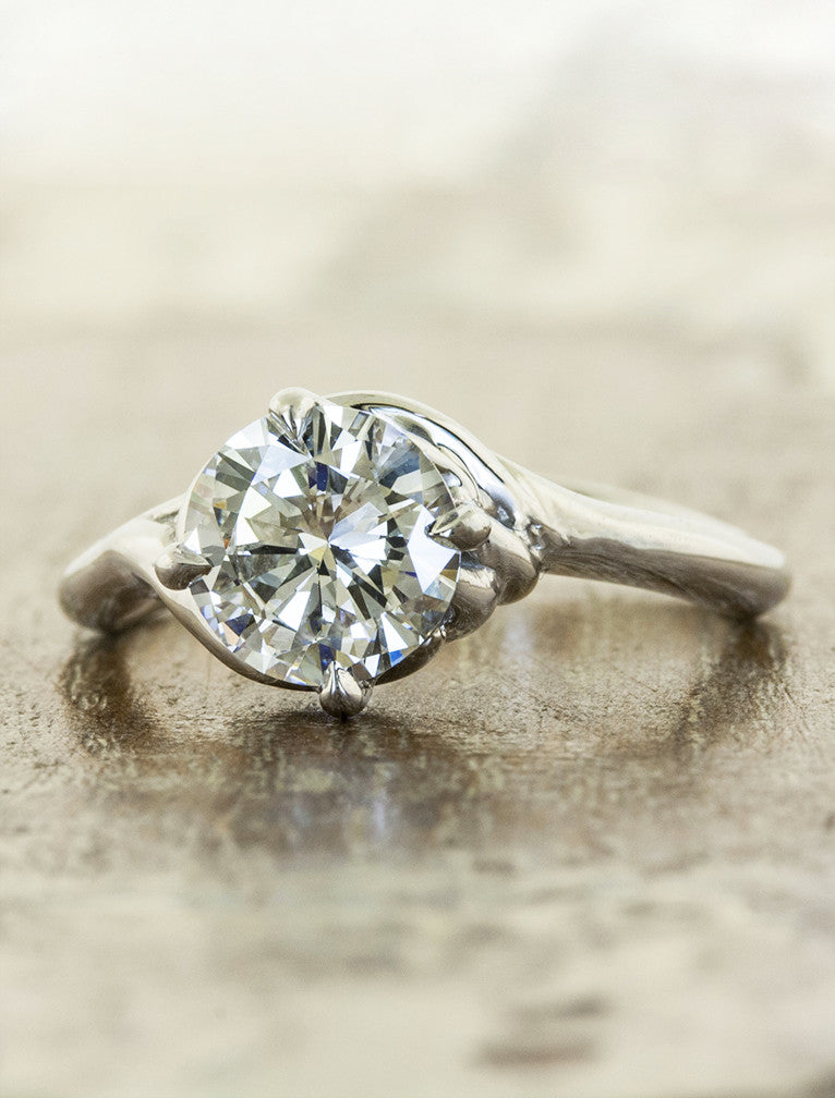 Kalyssa: Sculptural Solitaire Diamond Engagement Ring | Ken & Dana