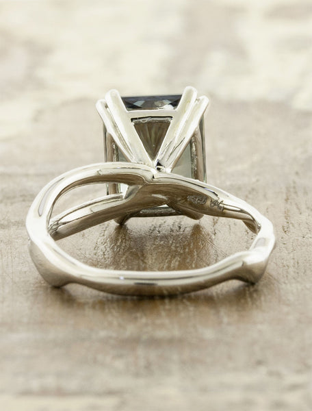 organic band montana sapphire engagement ring